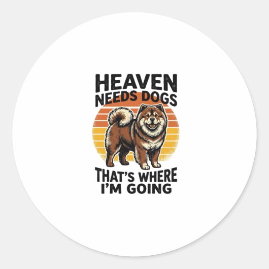 チャウチャウ犬Tシャツ 天国へのオマージュ ヴィンテージ風 ラウンドシール (正面)