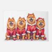 チャウチャウ クリスマス ドレス サンタ帽子 ドアマット (正面)