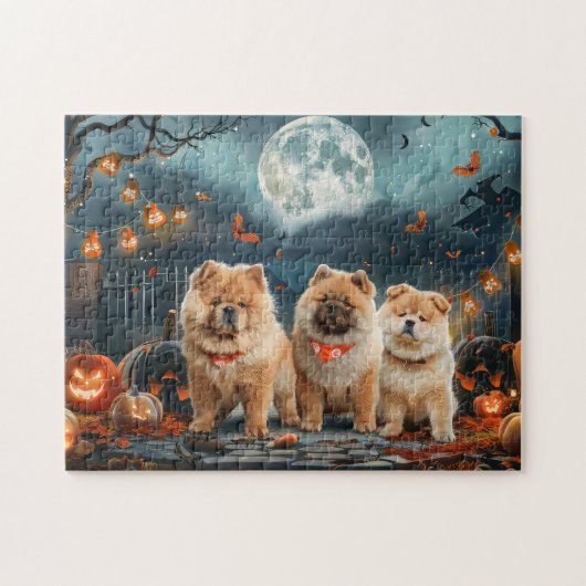 チャウチャウ ハロウィン スプーキー ジグソーパズル (横)