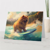 チャウチャウ ビーチ サーフィン 絵画 カード (正面)