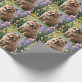 チャウチャウ 犬 春の花 絵画 ラッピングペーパー (角)