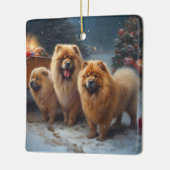 チャウチャウ 雪景色 ソリ クリスマス デコレーション (左)