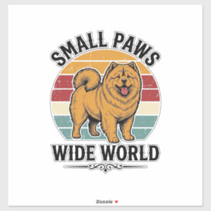 チャウチャウTシャツ 小さなパウ 広い世界 ヴィンテージ ドッグ シール