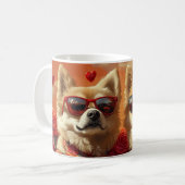 チャウチャウwithハートバラバレンタインデー コーヒーマグカップ (正面左)