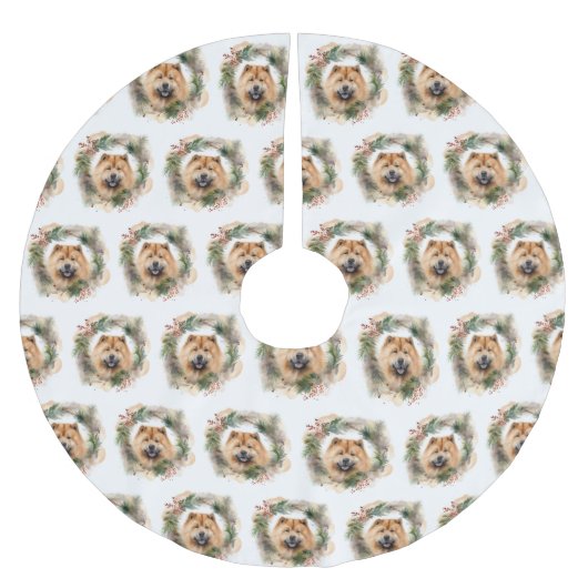 チャウチョークリスマスリースフェスティバルPup ブラッシュドポリエステルツリースカート (正面)