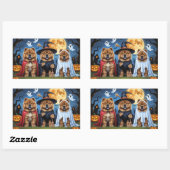 チャウドッグパンプキンハロウィンおもしろい 長方形シール (シート)