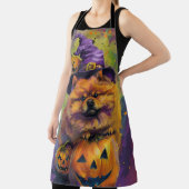チャウ不気味ドッグハロウィーン魔女とカボチャ エプロン (インサイチュ)