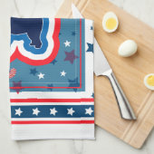 チャウ愛国赤白と7月4日 キッチンタオル (四つ折り)