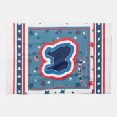 チャウ愛国赤白と7月4日 キッチンタオル (横)