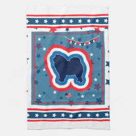 チャウ愛国赤白と7月4日 キッチンタオル