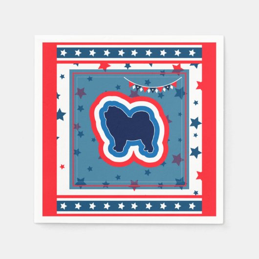 チャウ愛国赤白と7月4日 スタンダードカクテルナプキン (正面)