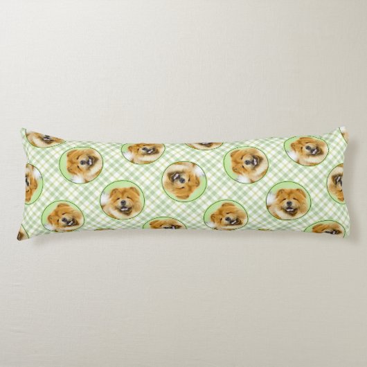 チャウ絵を描の赤ラフかわいいオリジナルドッグアート ボディピロー (正面)