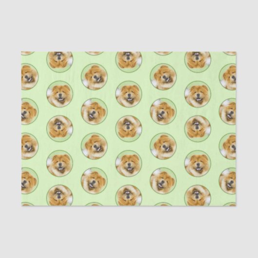 チャウ絵を描の赤ラフかわいいオリジナルドッグアート 薄葉紙 (正面)