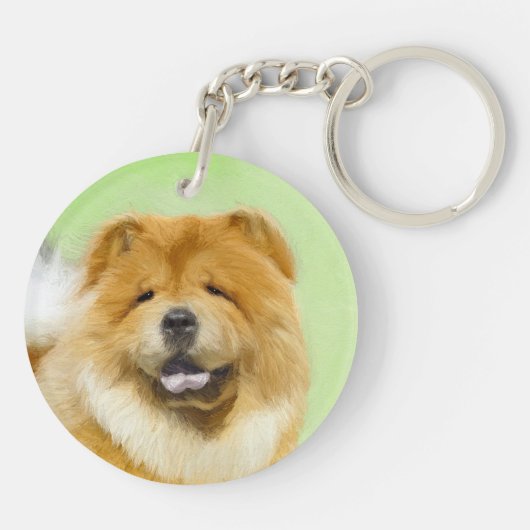 チャウ絵画チャウさん – かわいいオリジナルドッグアート キーホルダー (裏面)