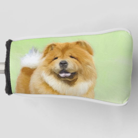 チャウ絵画チャウさん – かわいいオリジナルドッグアート ゴルフヘッドカバー (正面)