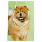 チャウ絵画チャウさん – かわいいオリジナルドッグアート ミディアムペーパーバッグ (裏面)