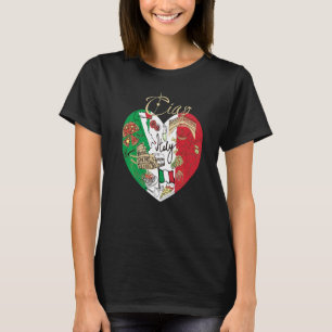チャオイタリアかわいいイタリア国旗のハートカッコいいデジタル Tシャツ