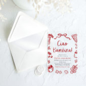 チャオイタリアンバンビナガールお洒落ベビーシャワー アクリル招待状