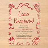 チャオイタリアンバンビナガールお洒落ベビーシャワー アクリル招待状 (正面)