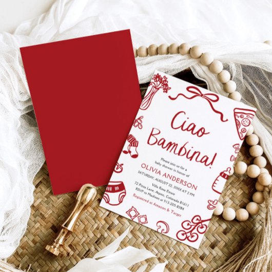 チャオイタリアンバンビナガールお洒落ベビーシャワー 招待状