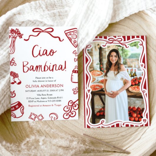 チャオイタリアンバンビナガールお洒落ベビーシャワー 招待状
