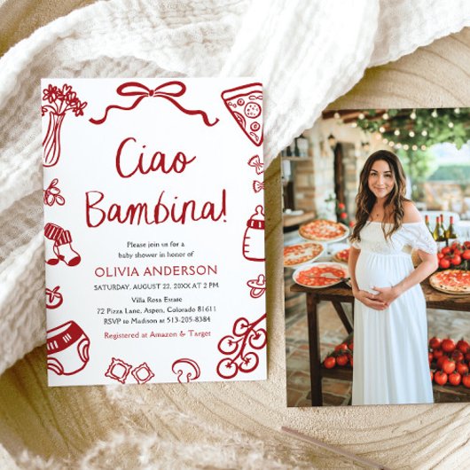 チャオイタリアンバンビナガールお洒落ベビーシャワー 招待状