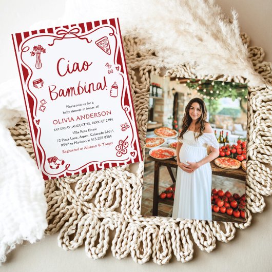チャオイタリアンバンビナガールお洒落ベビーシャワー 招待状