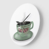 チャオカカオグリーンコーヒーカップ ラージ壁時計 (傾斜)