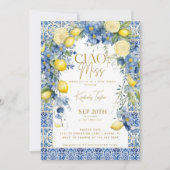 チャオトゥイタリ恋しく思アレモンブルータイルブライダルシャワー 招待状 (正面)