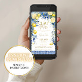 チャオトゥイタリ恋しく思アレモンブルータイルブライダルシャワー 招待状