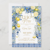 チャオトゥイタリ恋しく思アレモンブルータイルブライダルシャワー 招待状 (正面)