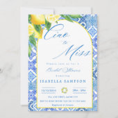 チャオトゥレモ恋しく思ンブルータイルイタリアブライダルシャワー 招待状 (正面)