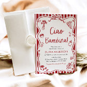 チャオバンビナガールお洒落ベビイタリアンーシャワー 招待状