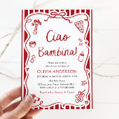 チャオバンビナガールお洒落ベビイタリアンーシャワー 招待状