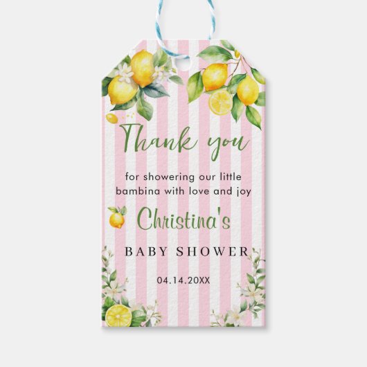 チャオバンビナベビーシャワーありがとうギフトラベル ギフトタグ (正面)