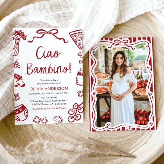 チャオバンビノお洒落ピイタリアンザベビーシャワー 招待状