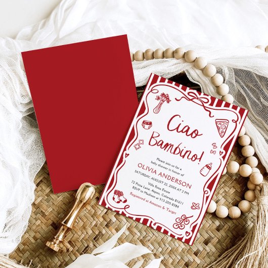 チャオバンビノお洒落ピイタリアンザベビーシャワー 招待状