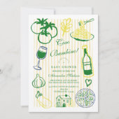 チャオバンビノイエローストライプベビーシャワー 招待状 (正面)