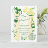 チャオバンビノイエローストライプベビーシャワー 招待状 (スタンド正面)