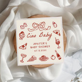 チャオバンビノイタリアンビ図解入りの、写真付きのーベビーシャワー スタンダードカクテルナプキン