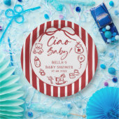 チャオバンビノイタリアンビ図解入りの、写真付きのーベビーシャワー ペーパープレート (パーティー)