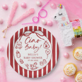 チャオバンビノイタリアンビ図解入りの、写真付きのーベビーシャワー ペーパープレート (パーティー)