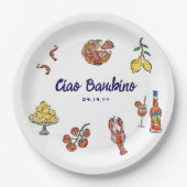 チャオバンビノイタリアンビ地中海のーベビーシャワー ペーパープレート (正面)