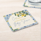 チャオバンビノギリシャ語レモンベビーシャワー スクエアペーパーコースター (アングル)