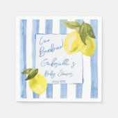 チャオバンビノブルーストライプのレモン赤ちゃんシャワー スタンダードカクテルナプキン (正面)