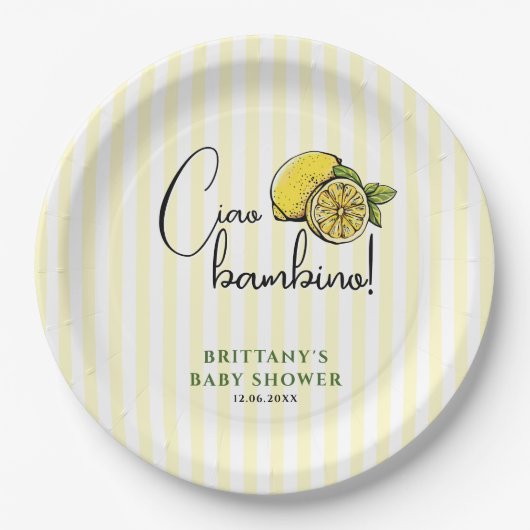 チャオバンビノレモンサマーイタリアンベビーシャワー ペーパープレート (正面)