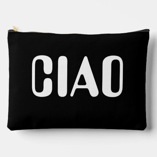 チャオブラック&ホワイトはっきりしたタイポグラフィスタイリッシュトレンディー アクセサリーポーチ (正面)