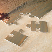 チャオプラヤ川の夕日…タイ,アユタヤ ジグソーパズル (側面)