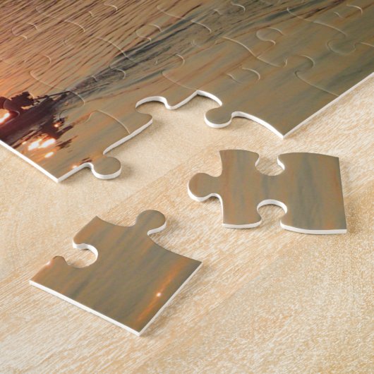 チャオプラヤ川の夕日…タイ,アユタヤ ジグソーパズル (側面)