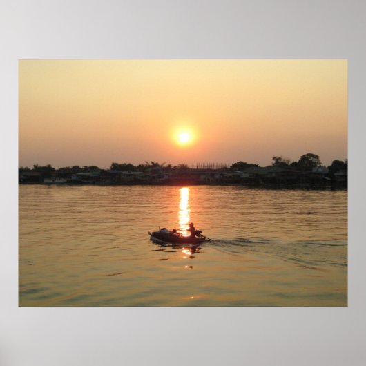 チャオプラヤ川の夕焼け...タイのアユタヤ ポスター (正面)